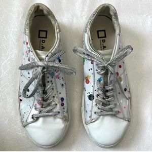 D.A.T.E Premium Sneakers White Colorful Sequins